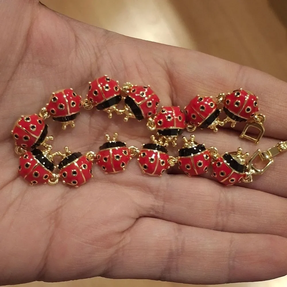 Elegant 18K Gold Plated Ladybug Bracelet